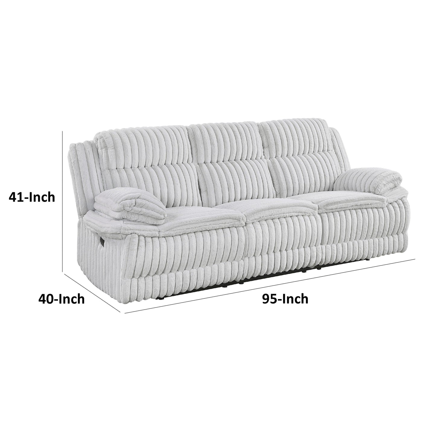 Canapé inclinable manuel double Rexy, velours côtelé gris clair texturé, 95 pouces