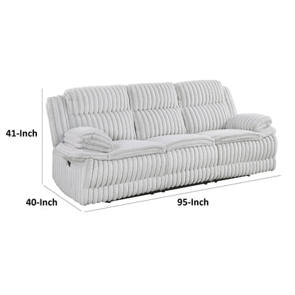 Canapé inclinable manuel double Rexy, velours côtelé gris clair texturé, 95 pouces