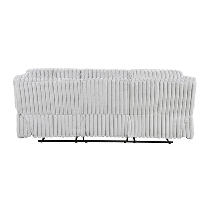 Canapé inclinable manuel double Rexy, velours côtelé gris clair texturé, 95 pouces