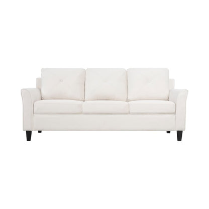 Canapé élégant combiné : canapé Chesterfield avec accoudoirs roulés et accoudoirs évasés capitonnés à boutons, canapé en microfibre pour petits espaces