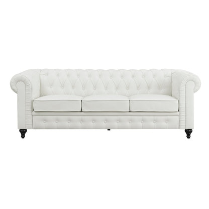 Canapé élégant combiné : canapé Chesterfield avec accoudoirs roulés et accoudoirs évasés capitonnés à boutons, canapé en microfibre pour petits espaces