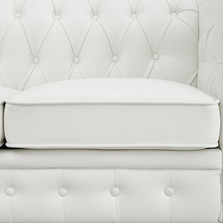 Canapé élégant combiné : canapé Chesterfield avec accoudoirs roulés et accoudoirs évasés capitonnés à boutons, canapé en microfibre pour petits espaces