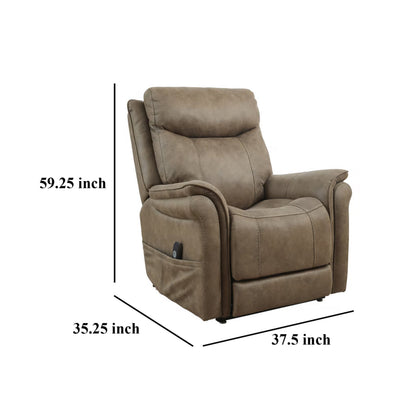 Fauteuil inclinable électrique Rezze, mousse, similicuir marron bois flotté