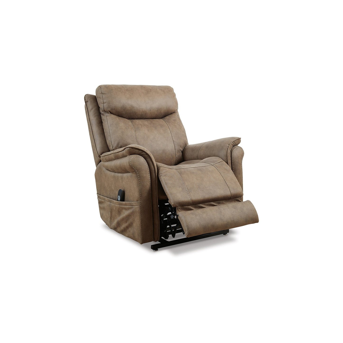 Fauteuil inclinable électrique Rezze, mousse, similicuir marron bois flotté