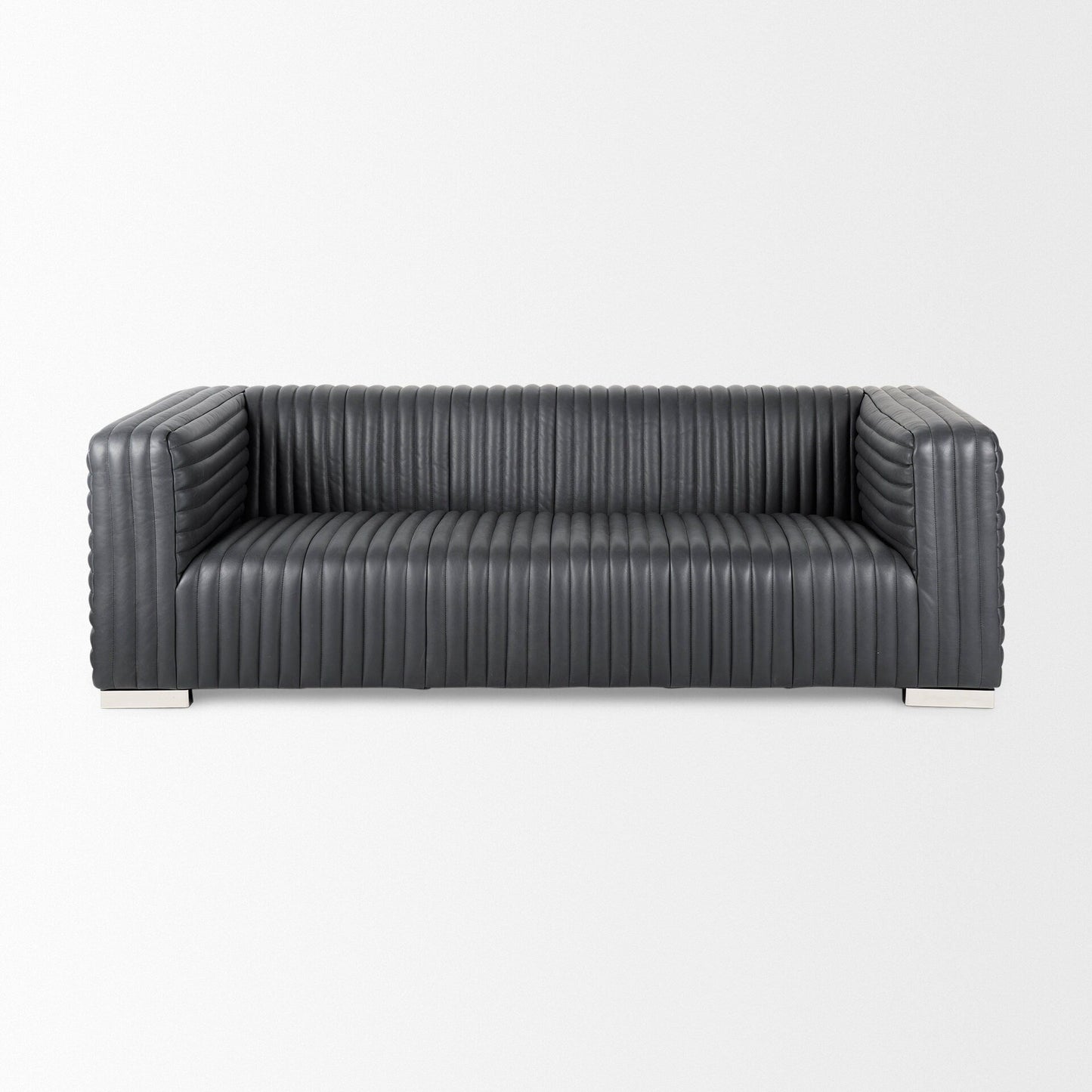 Canapé Ricciardo Cognac en cuir véritable - 86,6 L x 38,6 l x 26,4 H