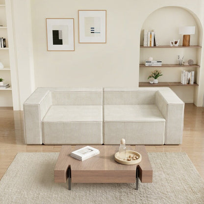 Canapé à compression en velours côtelé avec accoudoir droit