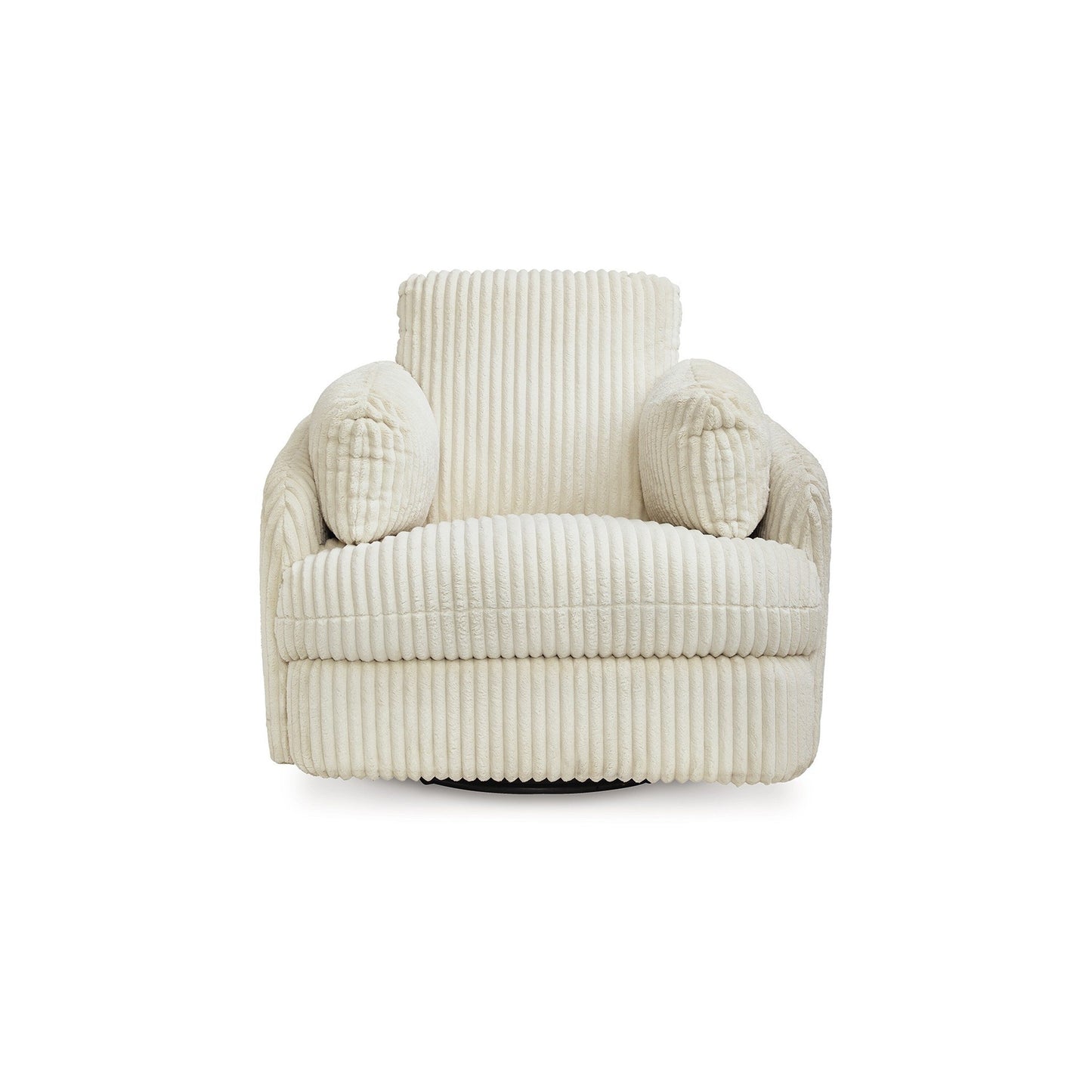 Fauteuil inclinable manuel pivotant Rikki, velours côtelé ivoire, 2 coussins