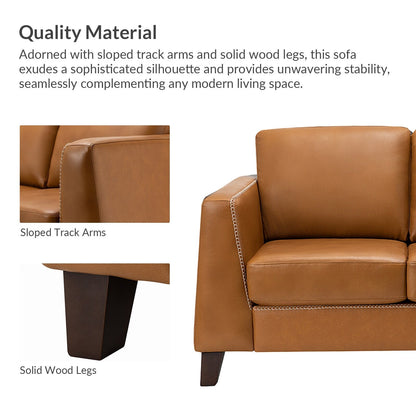 Canapé Rita 81,5 en cuir véritable avec accoudoirs et pieds en bois massif par HULALA HOME