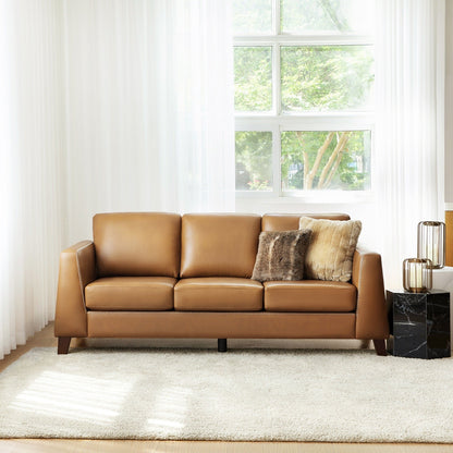 Canapé Rita 81,5 en cuir véritable avec accoudoirs et pieds en bois massif par HULALA HOME