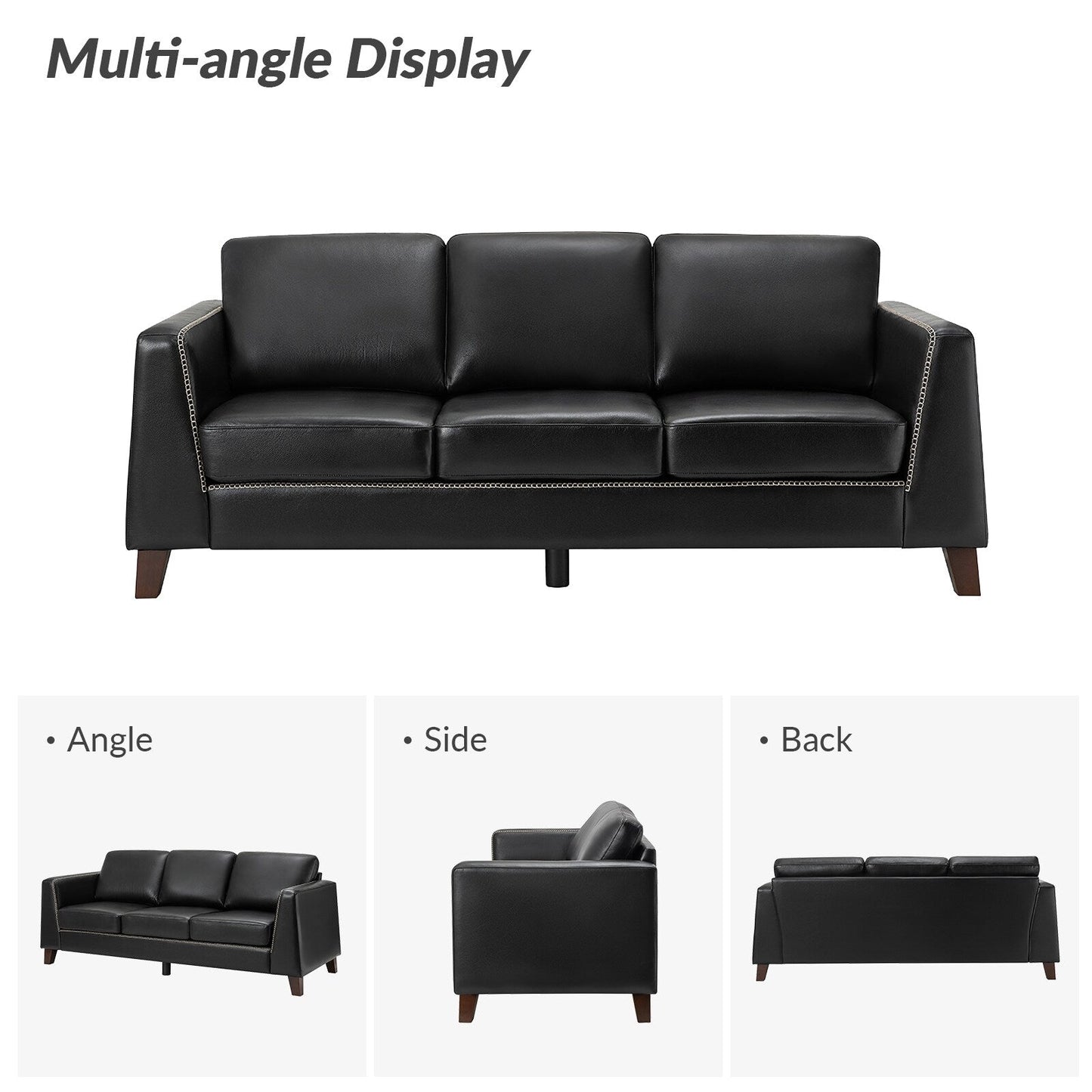 Canapé Rita 81,5 en cuir véritable avec accoudoirs et pieds en bois massif par HULALA HOME