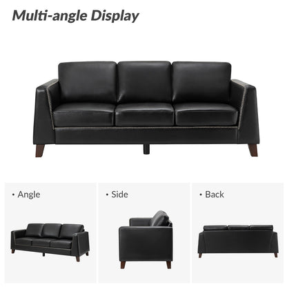 Canapé Rita 81,5 en cuir véritable avec accoudoirs et pieds en bois massif par HULALA HOME