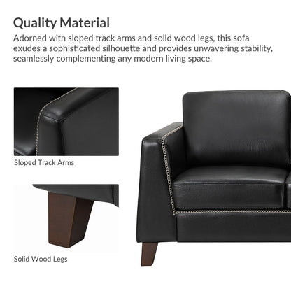 Canapé Rita 81,5 en cuir véritable avec accoudoirs et pieds en bois massif par HULALA HOME