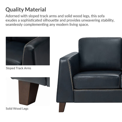 Canapé Rita 81,5 en cuir véritable avec accoudoirs et pieds en bois massif par HULALA HOME