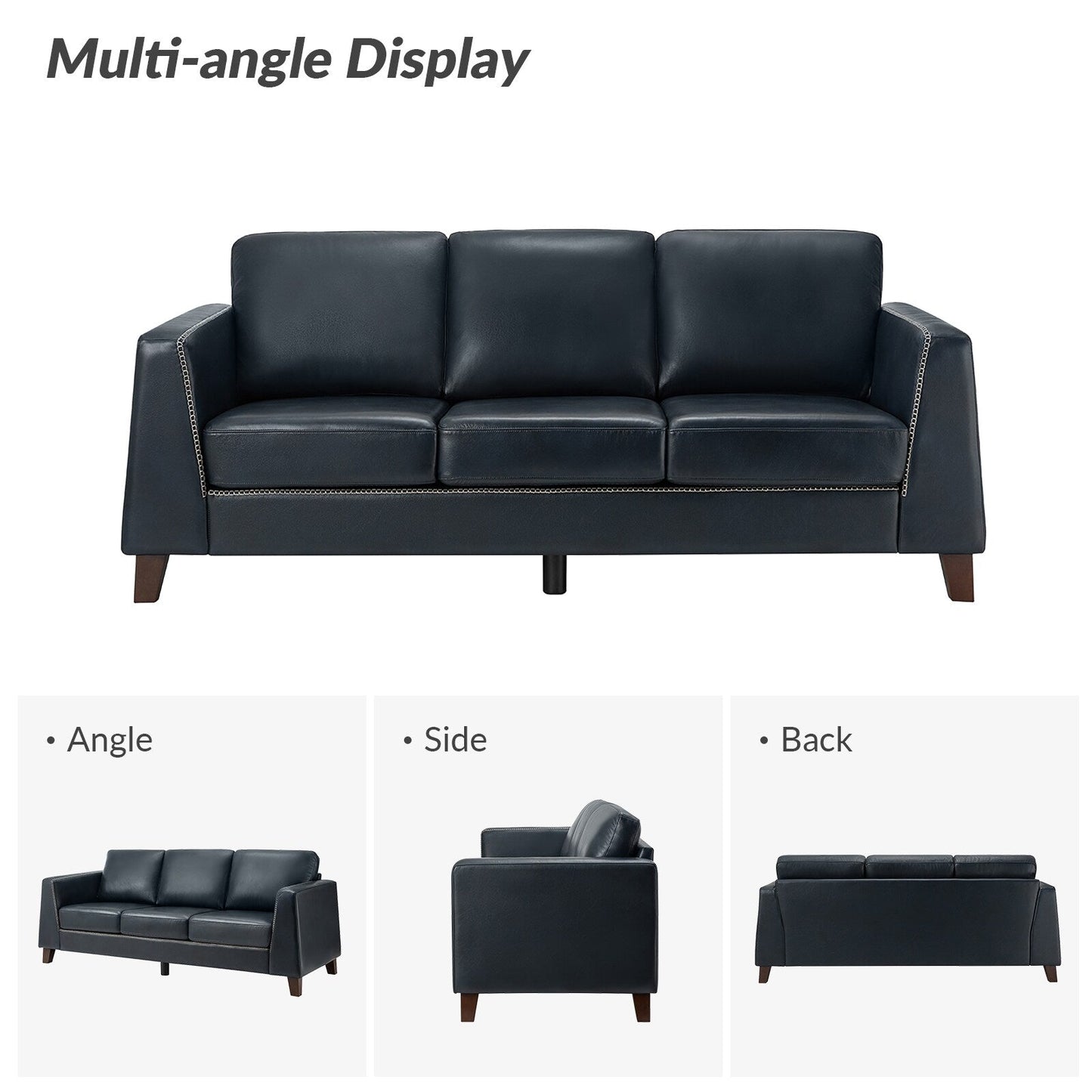 Canapé Rita 81,5 en cuir véritable avec accoudoirs et pieds en bois massif par HULALA HOME