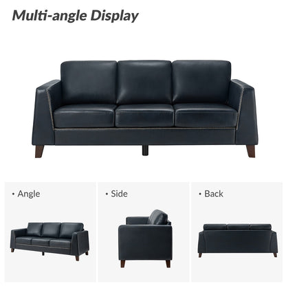 Canapé Rita 81,5 en cuir véritable avec accoudoirs et pieds en bois massif par HULALA HOME