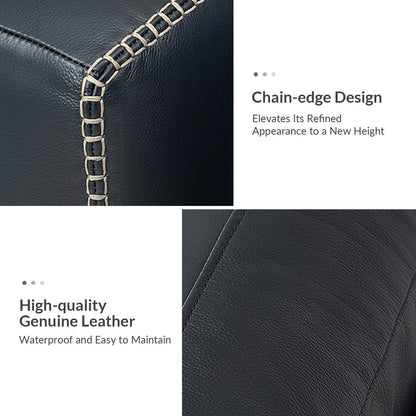 Canapé Rita 81,5 en cuir véritable avec accoudoirs et pieds en bois massif par HULALA HOME