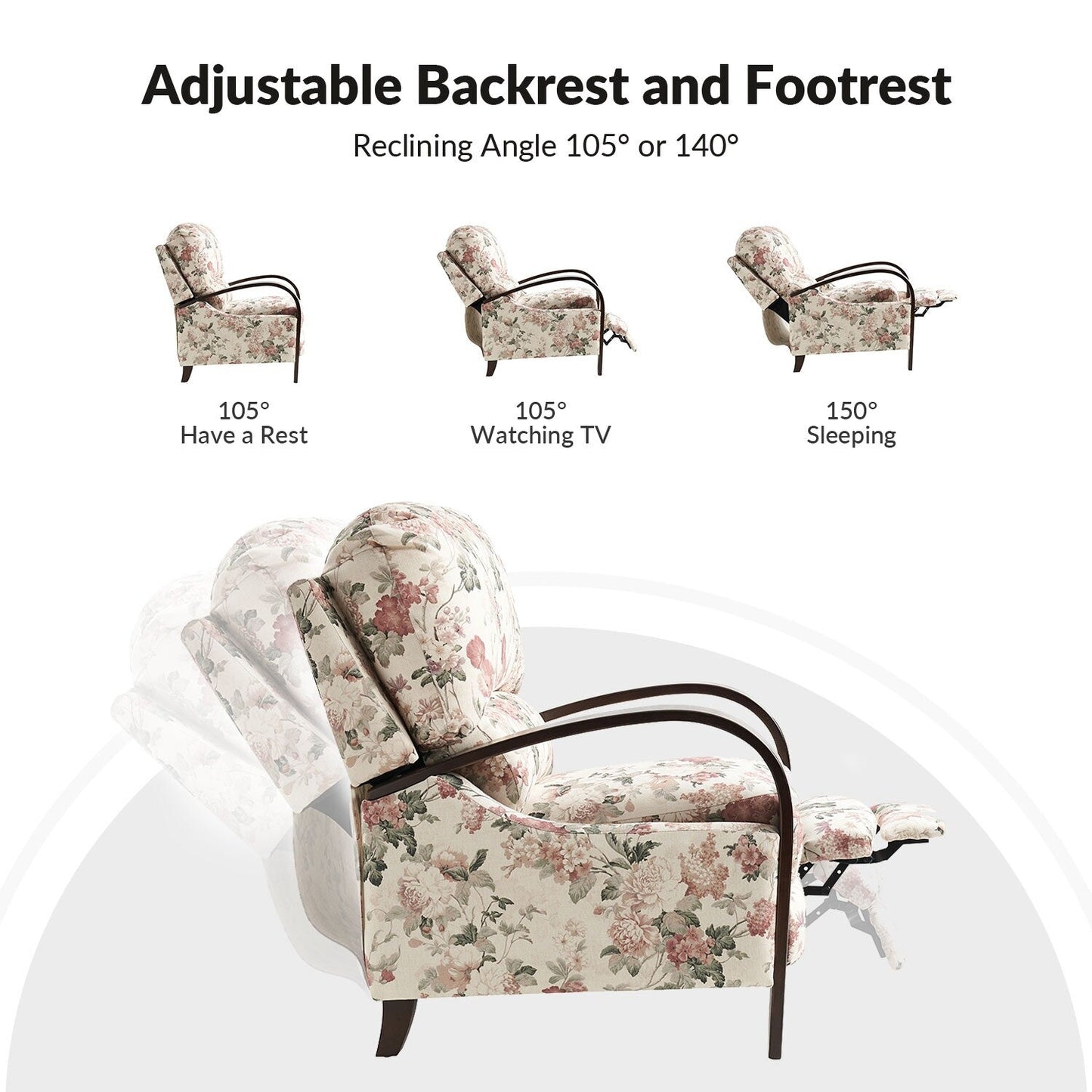 Fauteuil inclinable manuel en cuir véritable Rita par Hulala Home