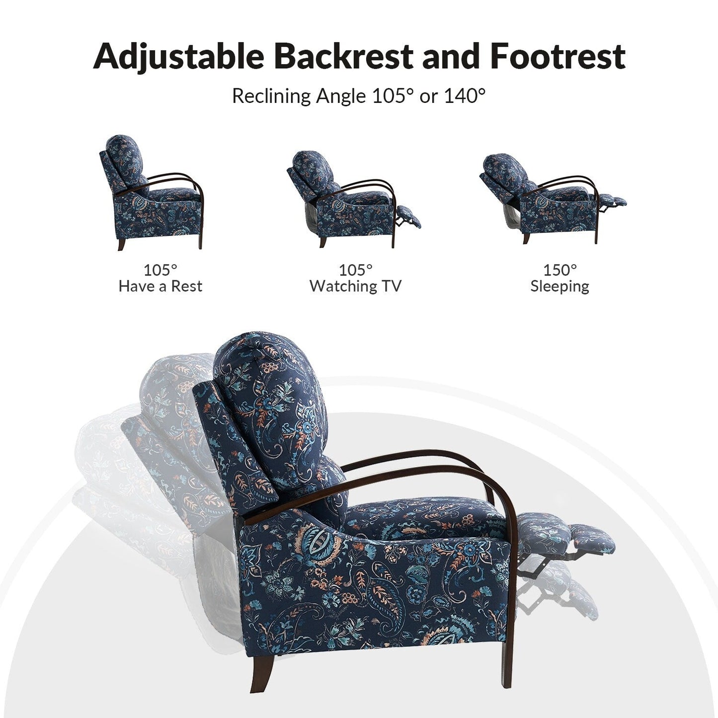 Fauteuil inclinable manuel en cuir véritable Rita par Hulala Home