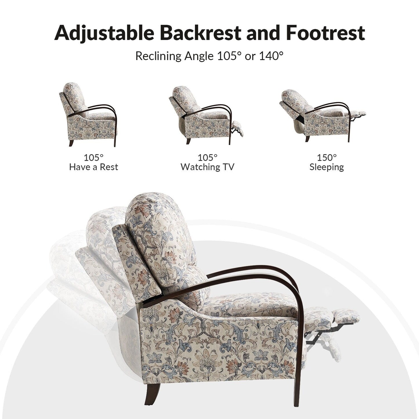 Fauteuil inclinable manuel en cuir véritable Rita par Hulala Home