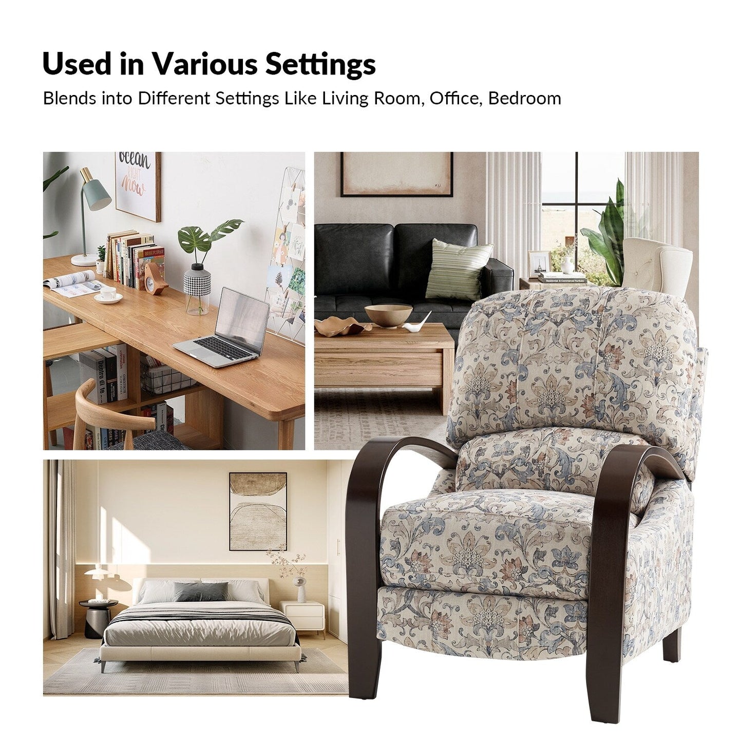 Fauteuil inclinable manuel en cuir véritable Rita par Hulala Home