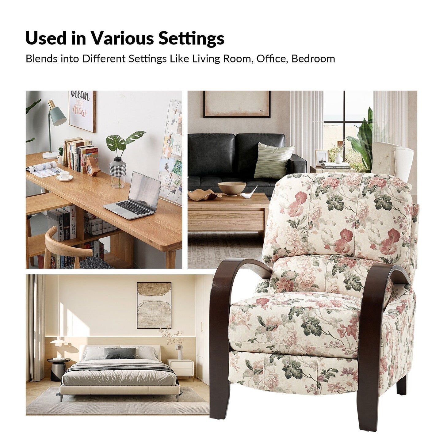 Fauteuil inclinable manuel en cuir véritable Rita par Hulala Home