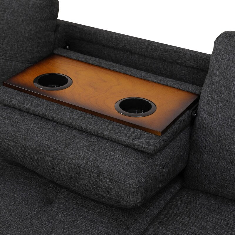 Ensemble de canapés 3 pièces en lin noir et gris orné de rivets : sublimez le style de votre salon