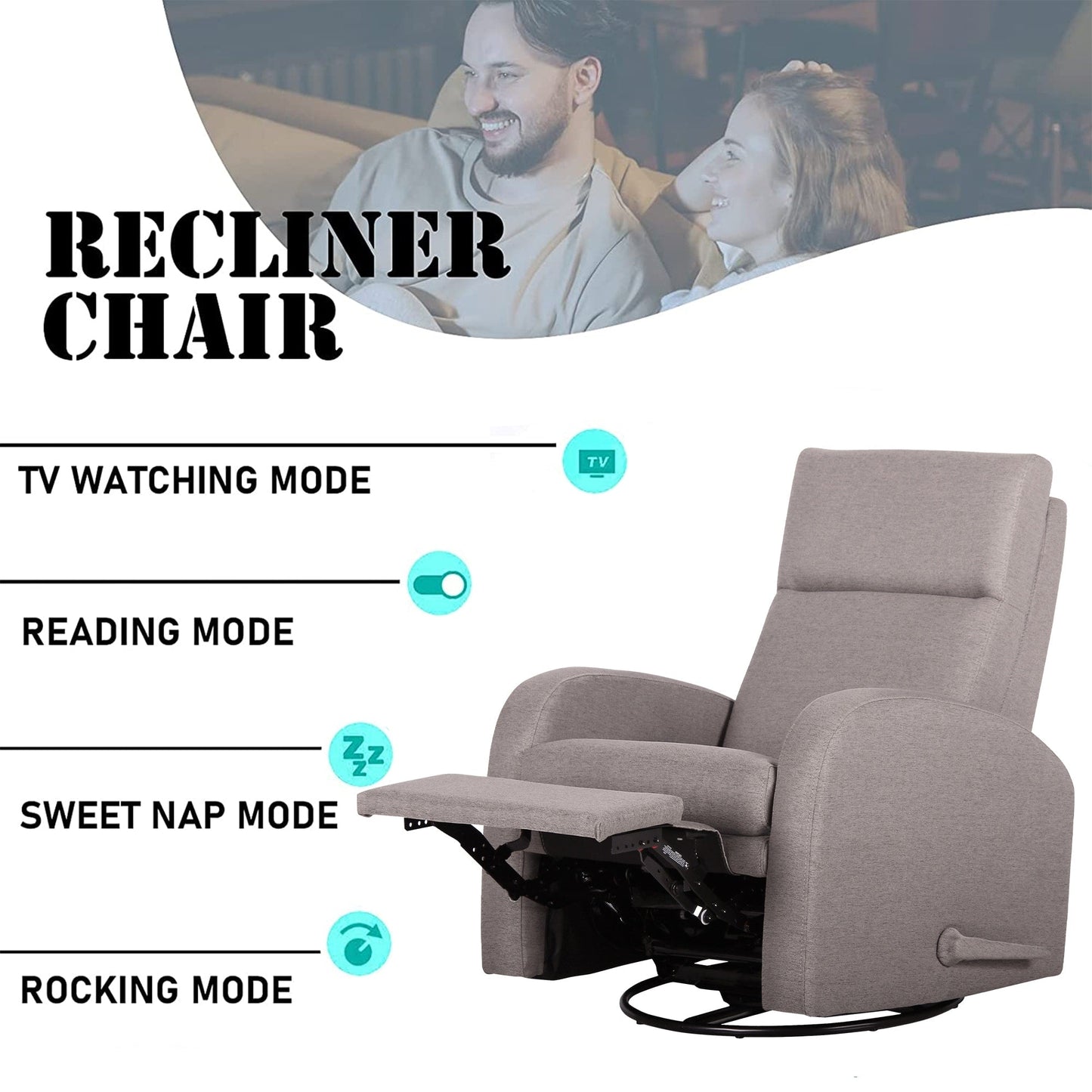 Fauteuil inclinable à bascule, fauteuil inclinable pivotant