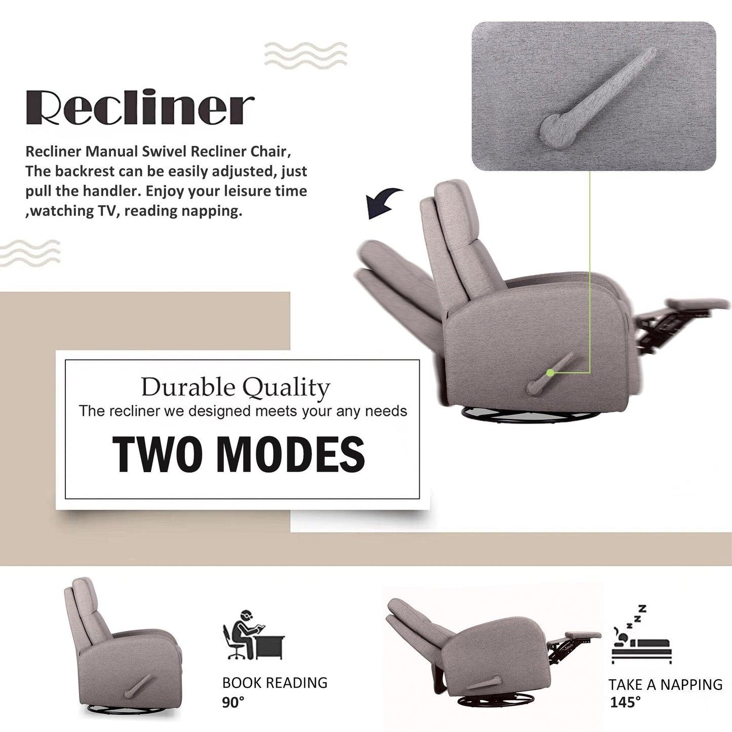 Fauteuil inclinable à bascule, fauteuil inclinable pivotant