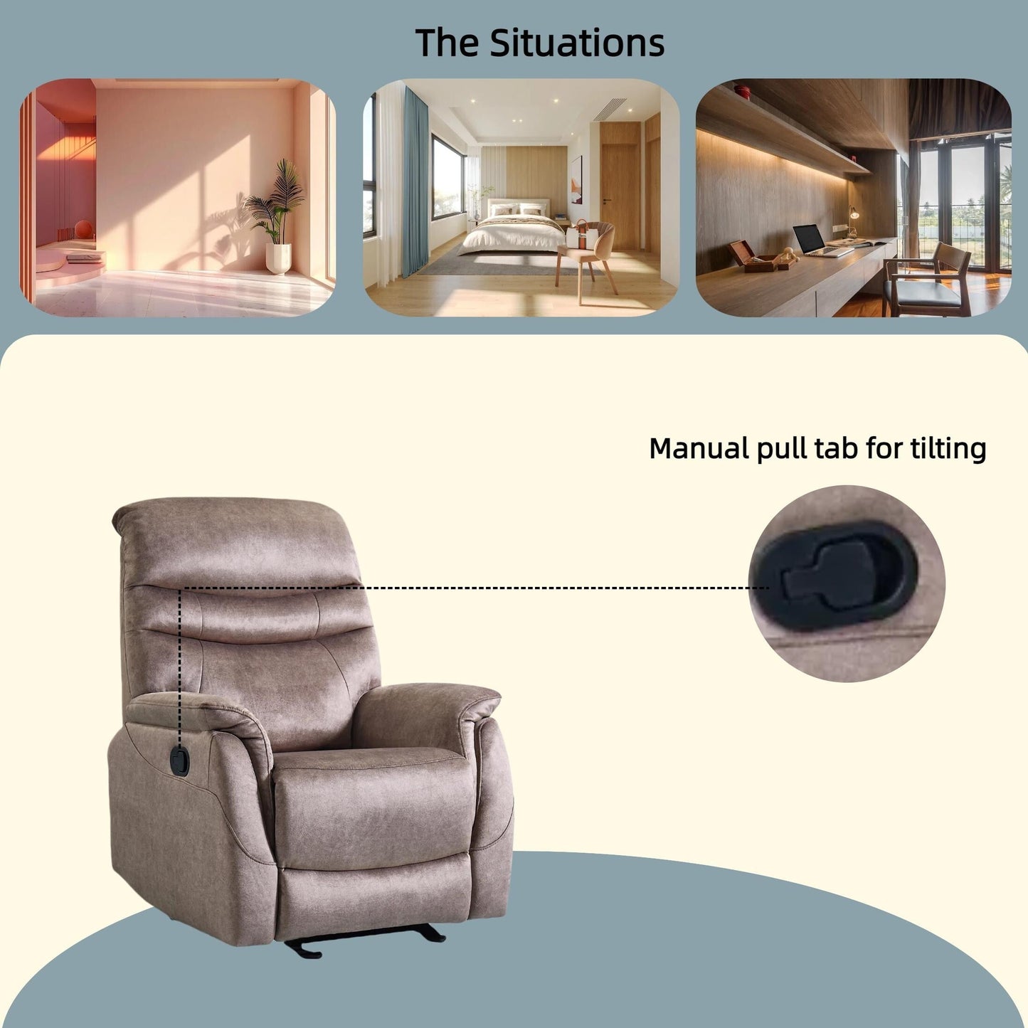 Fauteuil inclinable à bascule pour salon