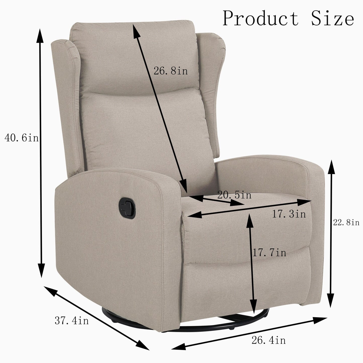 Fauteuil inclinable à bascule, inclinaison à 3 positions, support confortable pour les accoudoirs et le dos, design moderne avec mousse haute densité