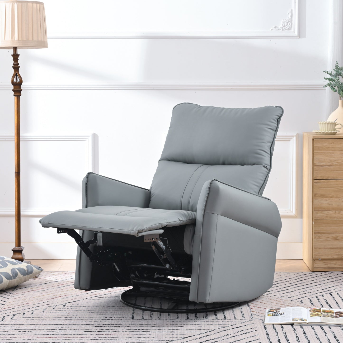 Fauteuil à bascule inclinable, fauteuil à bascule pivotant à 360 degrés pour chambre d'enfant, fauteuil planeur, petit fauteuil à bascule inclinable pivotant et moderne