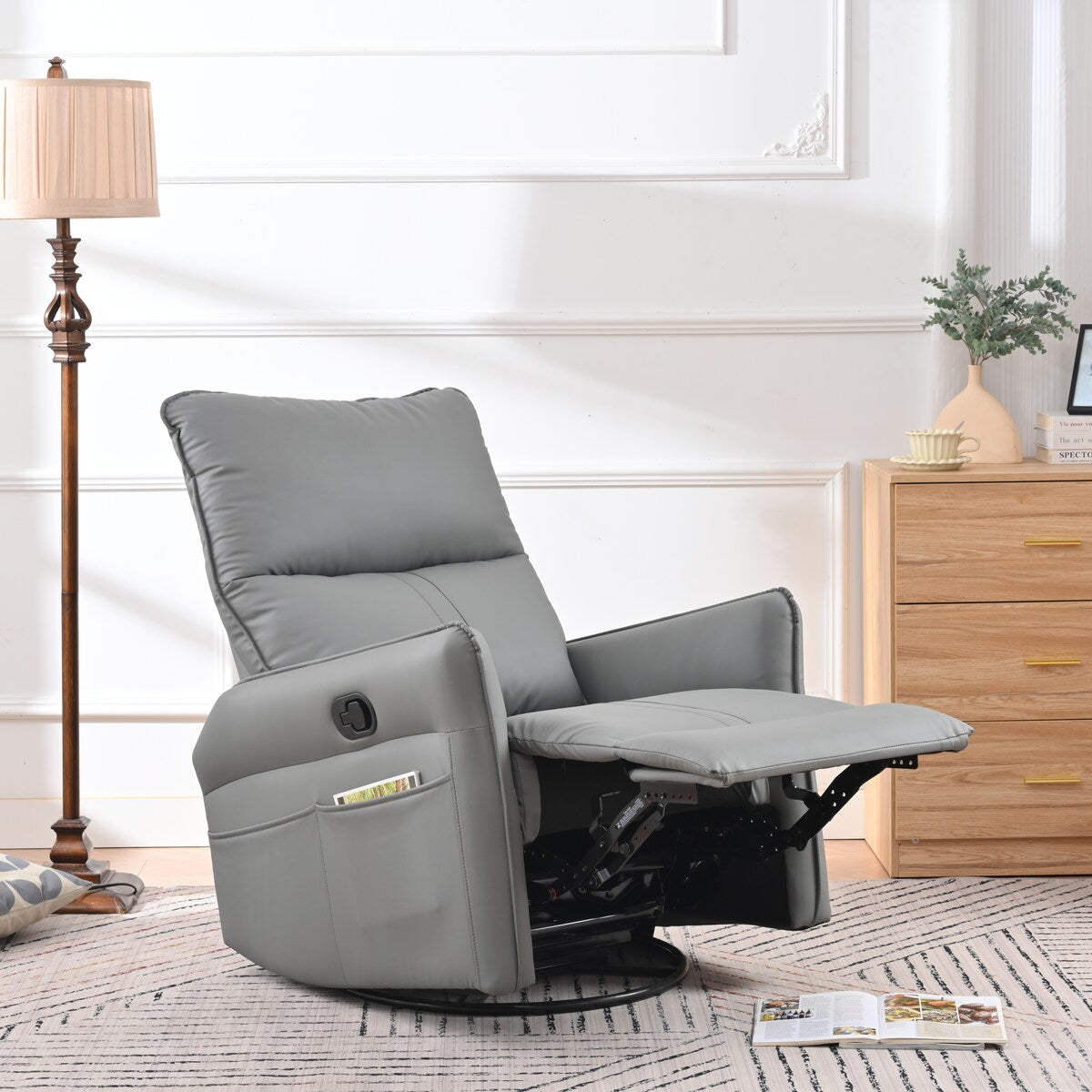 Fauteuil à bascule inclinable, fauteuil à bascule pivotant à 360 degrés pour chambre d'enfant, fauteuil planeur, petit fauteuil à bascule inclinable pivotant et moderne