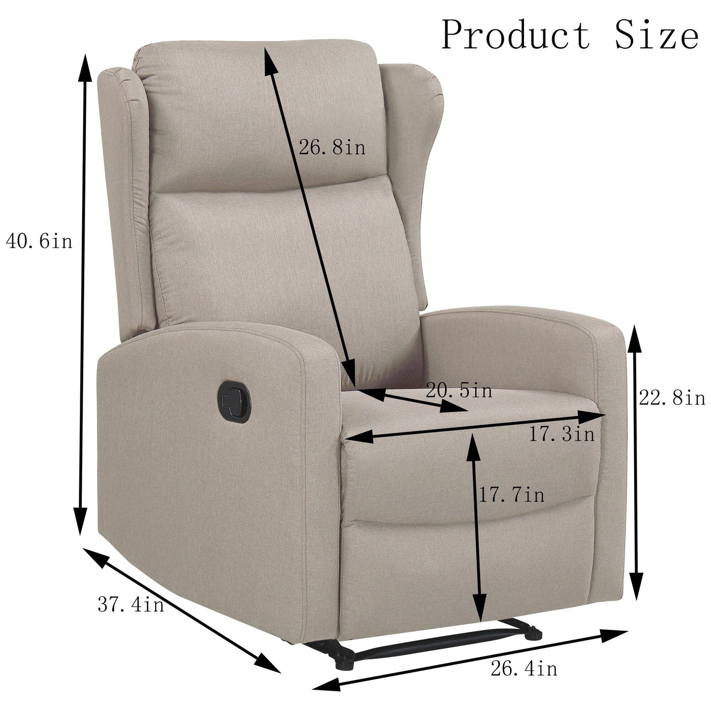 Fauteuil inclinable à bascule, canapé inclinable réglable avec support lombaire, fauteuil inclinable classique avec accoudoirs et dossier confortables