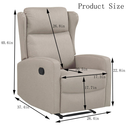 Fauteuil inclinable à bascule, canapé inclinable réglable avec support lombaire, fauteuil inclinable classique avec accoudoirs et dossier confortables