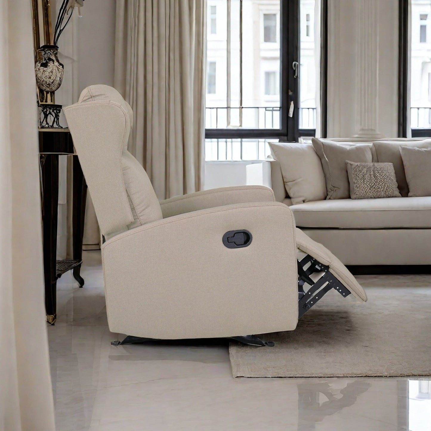 Fauteuil inclinable à bascule, canapé inclinable réglable avec support lombaire, fauteuil inclinable classique avec accoudoirs et dossier confortables