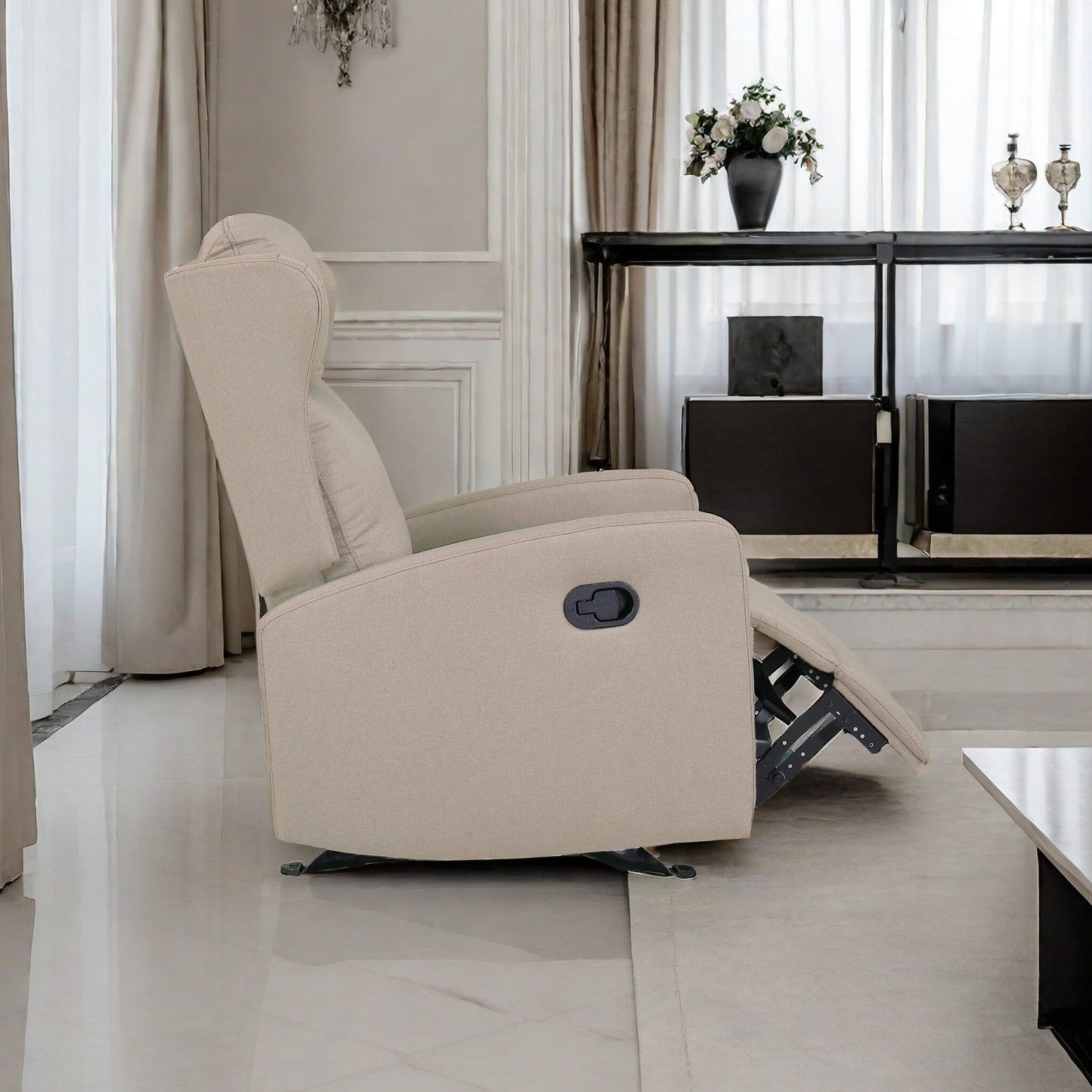 Fauteuil inclinable à bascule, canapé inclinable réglable avec support lombaire, fauteuil inclinable classique avec accoudoirs et dossier confortables