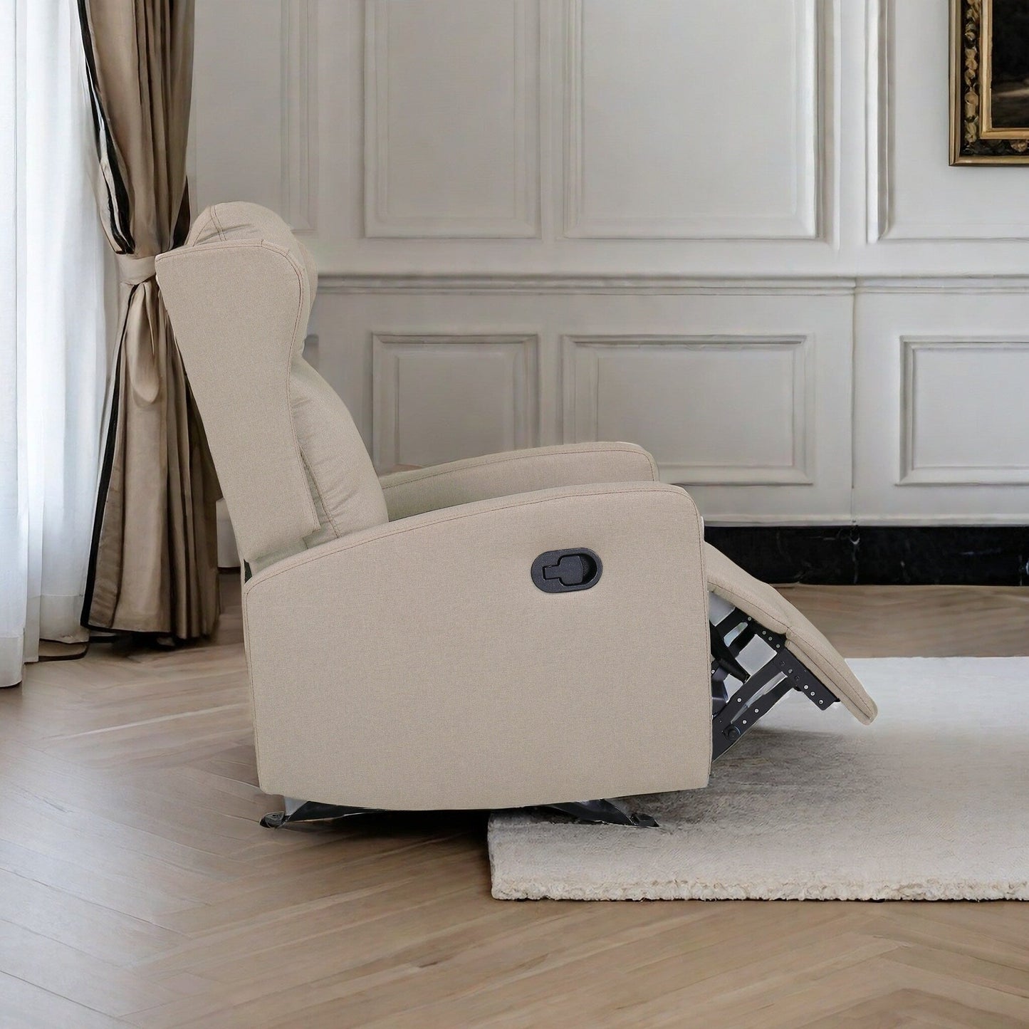 Fauteuil inclinable à bascule, canapé inclinable réglable avec support lombaire, fauteuil inclinable classique avec accoudoirs et dossier confortables