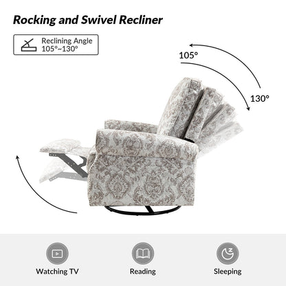 Fauteuil inclinable pivotant à bascule et à imprimé floral Roderich Farmhouse avec accoudoirs roulés, lot de 2 par HULALA HOME