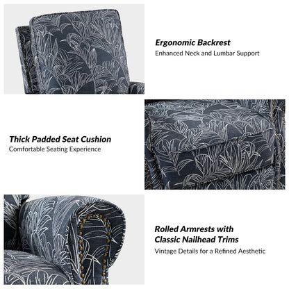 Fauteuil inclinable pivotant à bascule et à imprimé floral Roderich Farmhouse avec accoudoirs roulés, lot de 2 par HULALA HOME