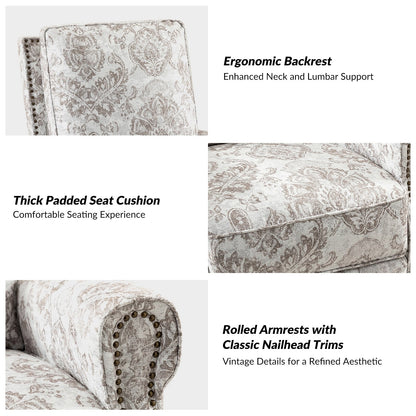 Fauteuil inclinable pivotant à bascule et à imprimé floral Roderich Farmhouse avec accoudoirs roulés, lot de 2 par HULALA HOME