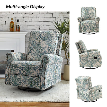 Fauteuil inclinable pivotant à bascule et à imprimé floral Roderich Farmhouse avec accoudoirs roulés, lot de 2 par HULALA HOME