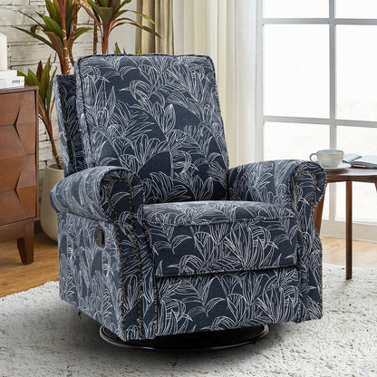 Fauteuil inclinable pivotant à bascule et à imprimé floral Roderich Farmhouse avec accoudoirs roulés par HULALA HOME
