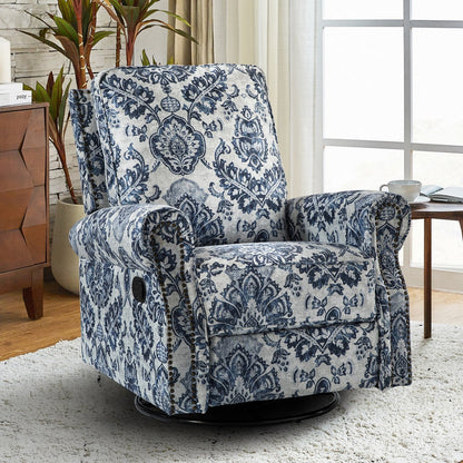 Fauteuil inclinable pivotant à bascule et à imprimé floral Roderich Farmhouse avec accoudoirs roulés par HULALA HOME