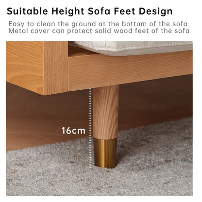 Canapé rectangulaire trois places Romision en lin beige avec accoudoirs évasés