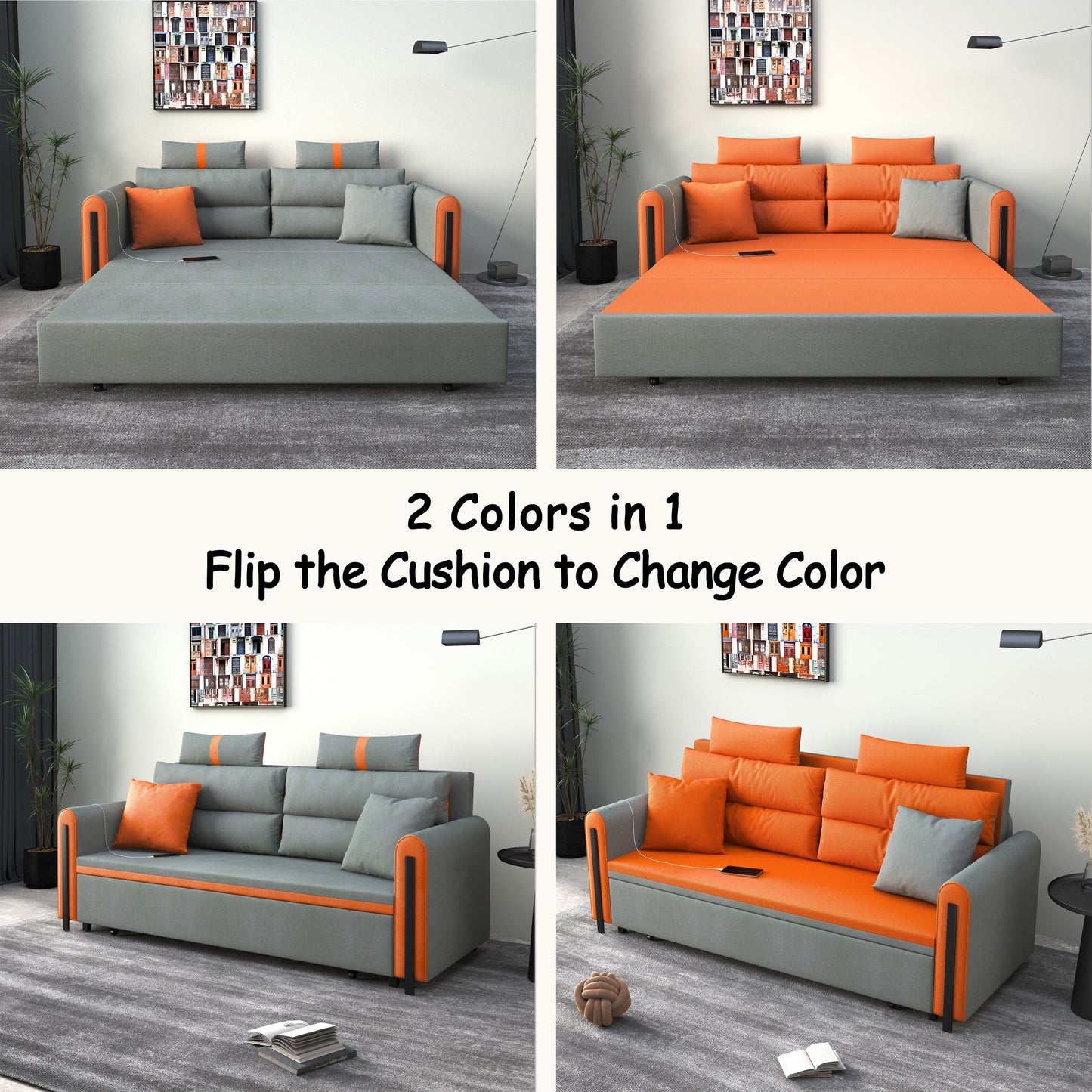 Canapé-lit pliant en tissu technologique Romision