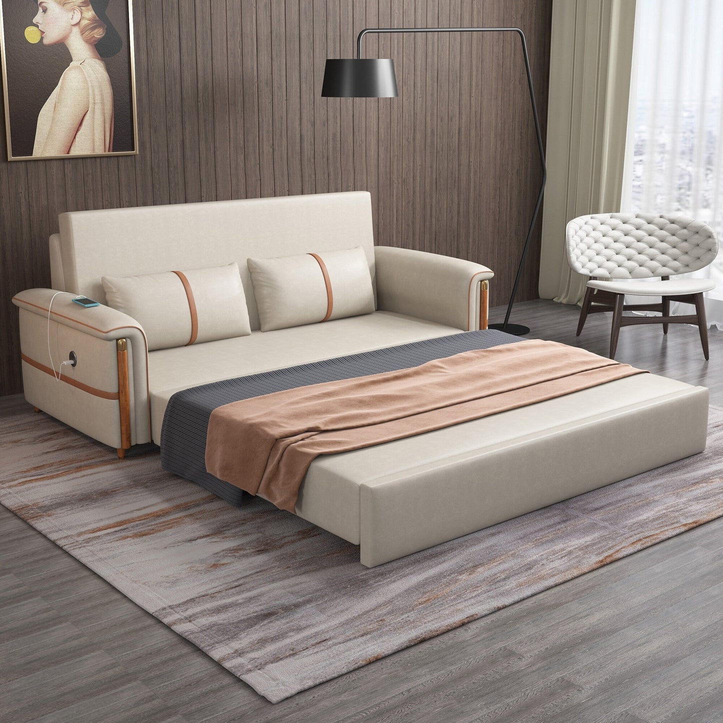 Canapé-lit pliant en tissu technologique Romision