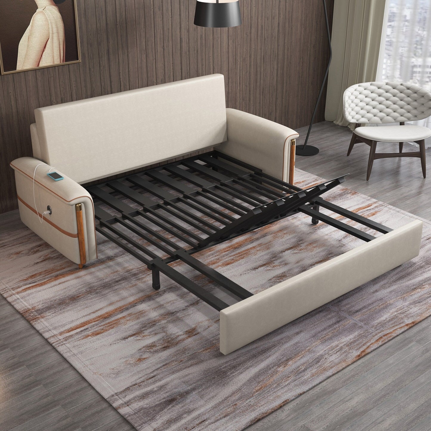 Canapé-lit pliant en tissu technologique Romision