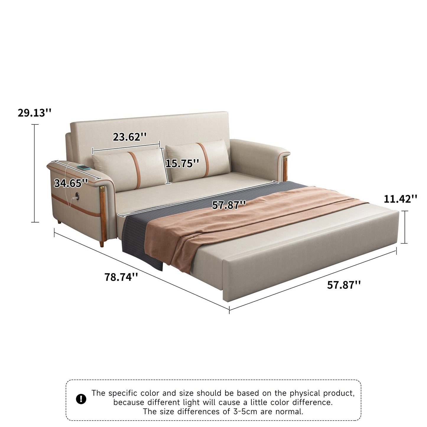 Canapé-lit pliant en tissu technologique Romision