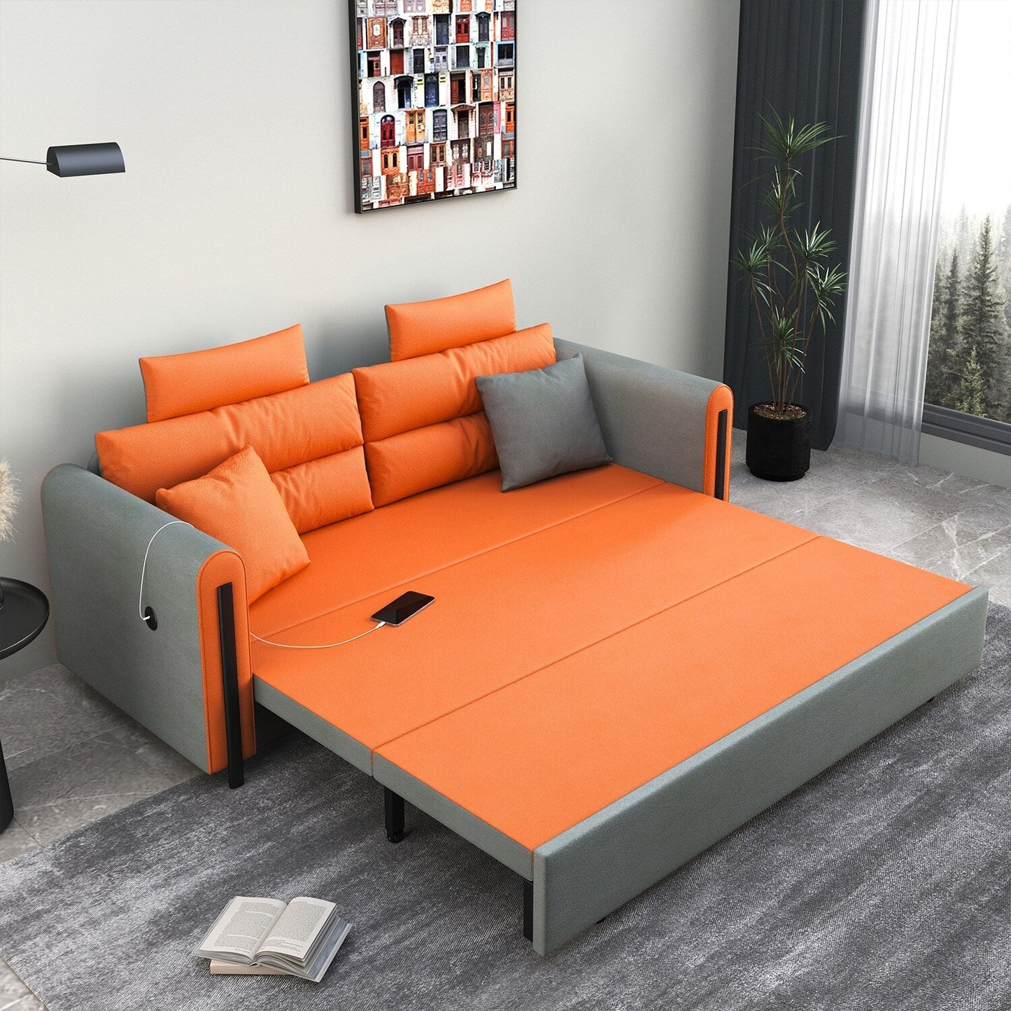 Canapé-lit pliant en tissu technologique Romision