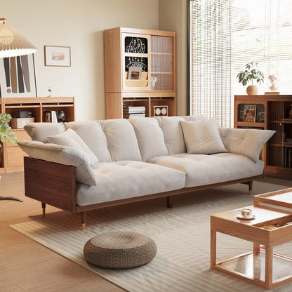 Canapé rectangulaire trois places en lin Romision